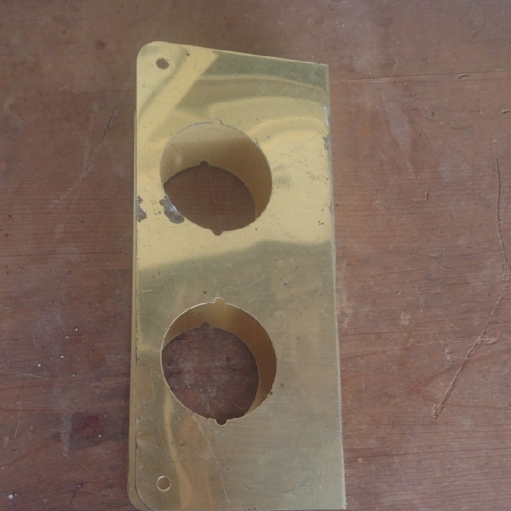 Gold  Brass Metal Door Plate with Dual Circular Cutouts
